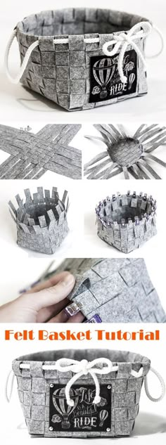 the instructions for how to make a basket out of newspaper strips and other items, including scissors