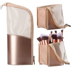 Rose Gold Makeup Brushes, Makeup Brush Case, Cute Makeup Bags, Rose Gold Makeup