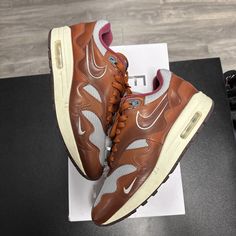 Find Size 8.5 - Nike Patta X Air Max 1 Dark Russet (used) on eBay in the category Clothing, Shoes & Accessories>Men>Men's Shoes>Athletic Shoes. Brown Sports Sneakers With Air Cushioning, Nike Patta, Air Max 1, Accessories Men, Shoes Athletic, Air Max, Athletic Shoes, Men's Shoes, Shoe Accessories