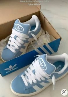 Light Blue Adidas Campus, Adidas Shoes Blue, Adidas Campus Shoes, Nike Shoes Women Fashion, Pretty Sneakers, Trendy Shoes Sneakers, Preppy Shoes, Pretty Shoes Sneakers, Jordan Shoes Retro