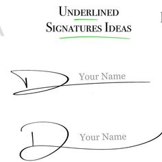 two business cards with the words, underlined signatures ideas and your name on them