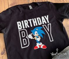 Sonic the Hedgehog Birthday Boy Shirt, Custom Bday Theme Family Tshirts Sonic Tshirt Ideas, Sonic The Hedgehog Birthday Party Shirts, Sonic 3rd Birthday, Sonic Birthday Cupcakes, Sonic Birthday Cake Boys, Sonic The Hedgehog Birthday Party Cake, Sonic The Hedgehog Birthday Shirt, Sonic Theme Birthday Party