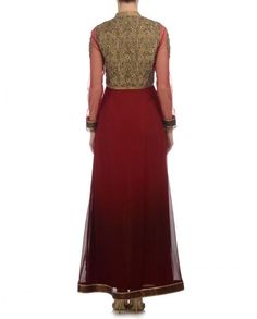 This maroon shaded long anarkali suit is in Pure gorgette fabric. Yoke part of this anarkali suit embroidered in golden zari and thread and sequin. This long anarkali is designed in such a way that it gives straight look. Padded yoke and zip closure. Sleeves are of net but its optional you can also choose gorgette sleeves. This maroon shaded long anarkali suit comes with Pure crepe churidar and Pure chiffon dupatta. Long Anarkali, Curated Outfit, Add Sleeves, Pure Chiffon, Embroidery Materials, Computerized Embroidery, Chiffon Dupatta, Types Of Embroidery, Anarkali Suit