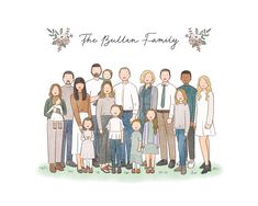 a family portrait is shown with the words, the pullen family written in black and white