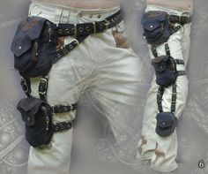 Thigh Bags, Steampunk Mode, Moda Steampunk, Thigh Bag, Mode Steampunk, Leather Suspenders, Style Steampunk, Leg Straps, Steampunk Cosplay