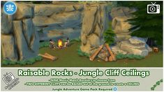 an advertisement for a jungle gift cell phone game with rocks and trees in the background