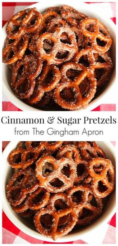 cinnamon and sugar pretzels from the gingham apron