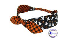 Halloween Headband for Women, Ghost Pumpkin Lantern Tie On Head Scarf for Adult, Creepy Cute Costume Hair Scarf with Elastic Back, Sheylily Pumpkin Lantern, Ghost Pumpkin