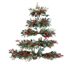 a christmas tree with red berries and green leaves