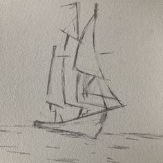 a drawing of a sailboat in the water