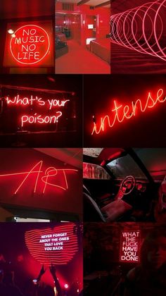 various neon signs in different colors and sizes