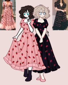 two women in dresses and one is wearing a dress