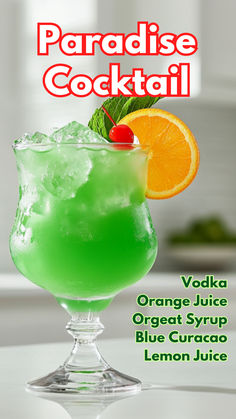 Paradise Cocktail Tropical Mixed Drinks Alcoholic, Cocktails Aesthetic, Rainbow Paradise Cocktail Recipe, Vodka Tropical Drinks, Tropical Frozen Drinks Alcohol, Mixed Drinks Alcohol Recipes, Paradise Drink, Paradise Cocktail, Tropical Storm Cocktail