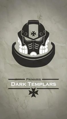 the dark templars logo is shown in black and white on a gray background with stars