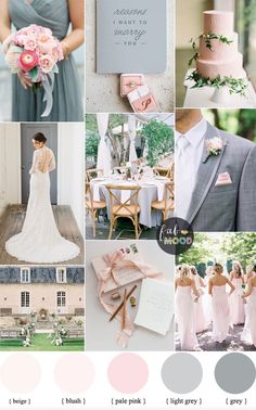 the color scheme is pink, grey and white for this bridesmaid's wedding