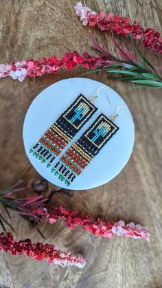 Southwestern Fringe Beaded Earrings As Gift, Southwestern Beaded Fringe Earrings As Gift, Southwestern Fringe Beaded Earrings For Gift, Southwestern Style Beaded Fringe Earrings For Gift, Bohemian Rectangular Earrings, Artisan Jewelry With Beaded Fringe, Artisan Jewelry With Beaded Fringe For Crafting, Handmade Bohemian Rectangular Jewelry, Adjustable Bohemian Jewelry With Beaded Fringe