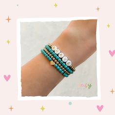 Be Brave. This beautiful turquoise and 18k gold filled bead bracelet stack is handmade with love by a mama to two little girls! This bracelet is a great reminder in trying times and it's classy and neutral style will go with so many outfits! Purchase the individual bracelets you want, or purchase the whole stack. I can customize and personalize the word if you would like something different, just let me know what changes you want in the box. I hope you enjoy this fun and sweet little accessory. Bead Bracelet Stack, Neutral Style, Be Brave, Neutral Fashion, Bracelet Stack, 14kt Gold, Bead Bracelet, Brave, Gold Filled