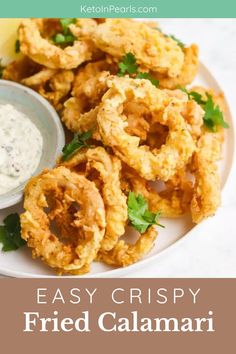 crispy fried calamari with ranch dip on the side