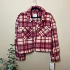 Super Cute Pink/ Red / Cream Plaid Shacket Jacket By Bagatelle Ny. Warm And Fleece. Nwt Size Xl . Crop Short Jacket , Must Have Winter & Fall Piece. . Offers Always Welcome. Happy To Answer Any Questions. Tags- Summer ,Spring, Winter, Fall, Cute , Pretty, Trendy, Stylish, , Short, Casual, Daytime, Nighttime, Everyday, Date, Girls Night Out, Warm Weather, Cold Weather ,Vacation, Travel, Chic, Neutral , Comfortable, Fleece, Western, County , Cowgirl, Colorful. Plaid , Checkered, Pink Collared Shacket For Winter, Pink Shacket With Button Closure For Fall, Pink Long Sleeve Shacket For Winter, Casual Pink Shacket For Winter, Pink Winter Casual Shacket, Pink Long Sleeve Winter Shacket, Pink Casual Winter Shacket, Casual Pink Winter Shacket, Pink Collared Shacket With Pockets