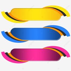 three different colored ribbons with white background, ribbon, banner, colorful png and psd