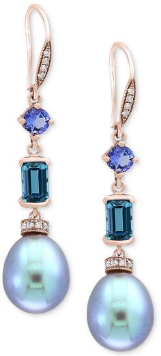 Formal Tanzanite Gemstone Jewelry, Formal Rose Gold Jewelry With Gemstone Accents, Elegant Tanzanite Jewelry With Accent Stones, Formal Tanzanite Jewelry With Gemstone Accents, Fine Jewelry With Tanzanite Gemstone Accents, Fine Jewelry Tanzanite With Gemstone Accents, Formal Dangle Jewelry With Gemstone Accents, Formal Rose Gold Multi-stone Jewelry, Formal Multi-stone Rose Gold Jewelry