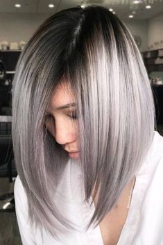 Amaziiiing! Click image for more... #amaziiiing #hairstyle #hairstylesAmaziiiing! Click image for more... #amaziiiing #hairstyle #hairstyles Silver Metallic Hair Color, Metallic Hair Color, Bob Lung, Hair Color 2017, Gray Balayage, Latest Hair Color, Silver Hair Color, Long Bob Haircuts, Long Bob Hairstyles