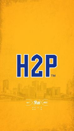 the h2p logo is shown on a yellow background with buildings in the background