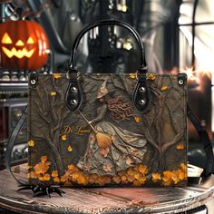 Personalized Witch Print 3D Relief Art Handbag With Handle& Wallet, Spooky Halloween Bags, Trick Or Treat Halloween Bags, Witchy Gothic Bags Product details: - Material: PU Leather - Sturdy handles for comfortable carrying. - Removable and adjustable strap for versatile wearing options. - Secure zipper closure to keep your belongings safe. - 5 inside pockets for convenient organization. Care Instructions: - Clean gently with a soft, dry cloth. - Store in a cool, dry place away from sunlight. - C Halloween Shoulder Bag Gift, Halloween Gift Shoulder Bag, Handmade Black Bag For Halloween, Halloween Satchel Bags, Halloween Gift Rectangular Shoulder Bag, Spooky Halloween Gift Bag, Rectangular Halloween Gift Shoulder Bag, Gothic Bags For Halloween Gift, Gothic Halloween Gift Bags