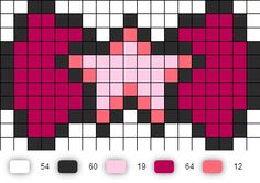 a cross stitch pattern with pink and black squares in the shape of an elephant's head