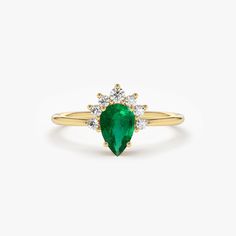 14k Pear Shape Emerald Engagement Ring – FERKOS FJ Emerald Engagement Ring Green, Mens Skull Rings, Gemstone Diamond Ring, Natural Emerald Rings, Oxidized Silver Rings, Emerald Ring Gold, Blue Stone Ring, Emerald Engagement, Alternative Engagement Rings