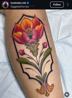 Stain Glass Tattoo, Art Nouveau Floral Tattoo, Tat Inspiration, Art Nuevo, Stained Glass Tattoo, Glass Tattoo, Traditional Flowers