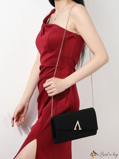 BirdinBag - Chic Chain Strap Envelope Bag - Fashionable Metal Decor Clutch Chic Rectangular Flap Bag For Party, Chic Envelope Shoulder Bag For Party, Chic Envelope Bag For Events, Party Clutch Flap Bag, Elegant Envelope Flap Bag For Evening, Elegant Envelope Flap Evening Bag, Chic Envelope Shoulder Bag For Evening, Chic Envelope Shoulder Bag For Events, Elegant Envelope Bag With Chain Strap