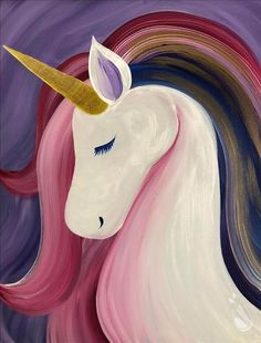 an acrylic painting of a unicorn's head