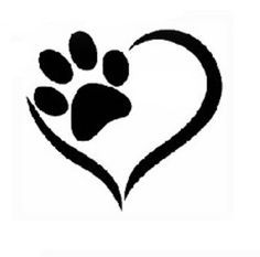 a heart with an animal's paw in the shape of a dog's paw