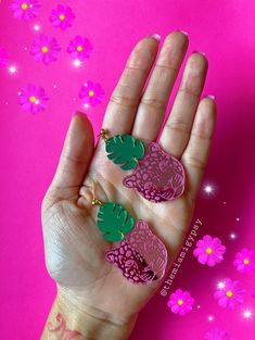 "This listing is for ONE Pair of Tropical Leopard Earrings. These earrings are made of beautiful Pink and Green Mirrored Acrylic. Earrings are approximately 2.25\" in length. Earring posts are hypoallergenic. Different color options are available. please DM me if interested. Follow me on IG for shop updates! @themiamigypsy" Acrylic And Wood Earrings, Acrylic Earrings Laser Cut, Laser Cut Earrings Acrylics, Leopard Earrings, Kyanite Bracelet, Tropical Earrings, Tropical Jewelry, Mirrored Acrylic, Earrings Acrylic