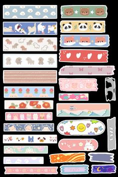 many different types of washi tapes on a black background