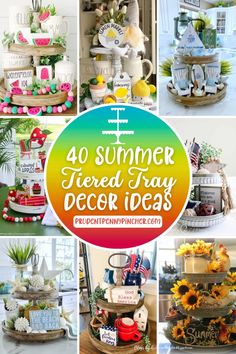 a collage of photos with the words 40 summer iced - tray decor ideas