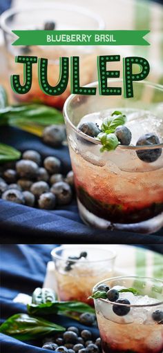 the blueberry basil jule is served in glasses