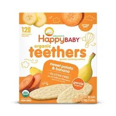 happybaby organic teethers with sweet potato and banana, 12 count per pack