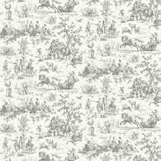 an old - fashioned wallpaper with horses and people