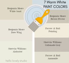 the different paint colors that are used for walls and ceilinging, including white, gray,