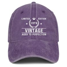 a purple hat that says vintage aged to perfection