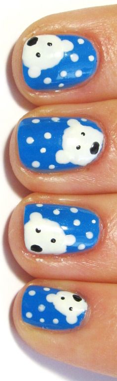 Polar Bear Nail Art, Bear Nail Art, Do It Yourself Nails, Nails Photo, Nail Art Noel, Bears Nails, Nails Matte