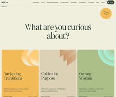 an image of a website page with the title what are you curious about?