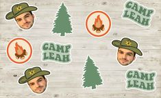 stickers depicting camp leaf and trees