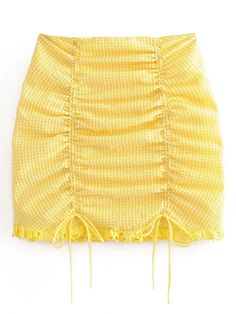 Ximena Mini Skirt Jersey Skirts, Summer Grunge Outfits, Vacation Skirts, Yellow Mini Skirt, Ideas Clothes, Plaid Crop Top, White Long Sleeve Blouse, Spandex Top, Yellow Short