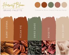 the color palette for this brand is brown and green