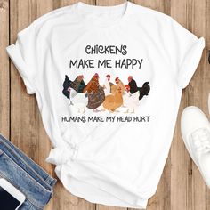 Shipping from the US. Easy 30 day return policy, 100% cotton, Double-needle neck, sleeves and hem; Roomy Unisex Fit. Chicjen Shirts, Chicken Mama, Farm Chicken, Happy Tees, Chicken Shirt, Chicken Shirts, Mama Gifts, Chicken Farm, Nursing Shirts