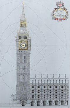 a drawing of the big ben clock tower in london, england with an ornate design