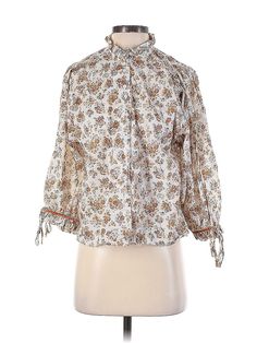 Sundance 3/4 Sleeve Blouse Size: X-Small Tops - used. 100% COTTON | Sundance 3/4 Sleeve Blouse: Ivory Tops - Size X-Small Petite White Floral Print Blouse With 3/4 Sleeves, Fall Floral Print Half Sleeve Blouse, Half Sleeve Blouse For Daywear, Spring, Bohemian Blouse With 3/4 Sleeves For Daywear, Cream 3/4 Sleeve Tops For Fall, Fitted Half Sleeve Floral Blouse, Fitted Half Sleeve Floral Print Blouse, Fitted Beige Half Sleeve Tops, Fitted Floral Print Blouse With Half Sleeves